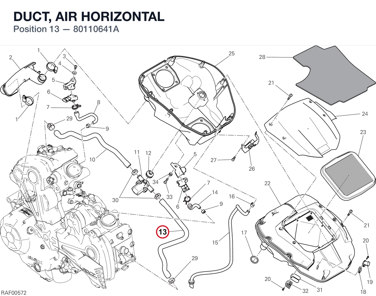 DUCT, AIR HORIZONTAL 80110641A diagram position