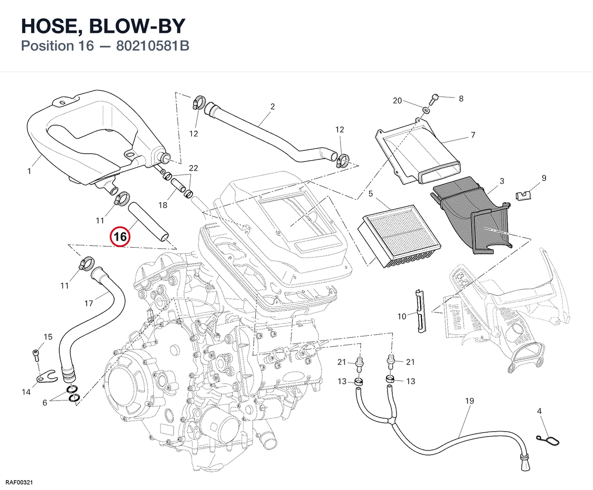 HOSE, BLOW-BY 80210581B diagram position