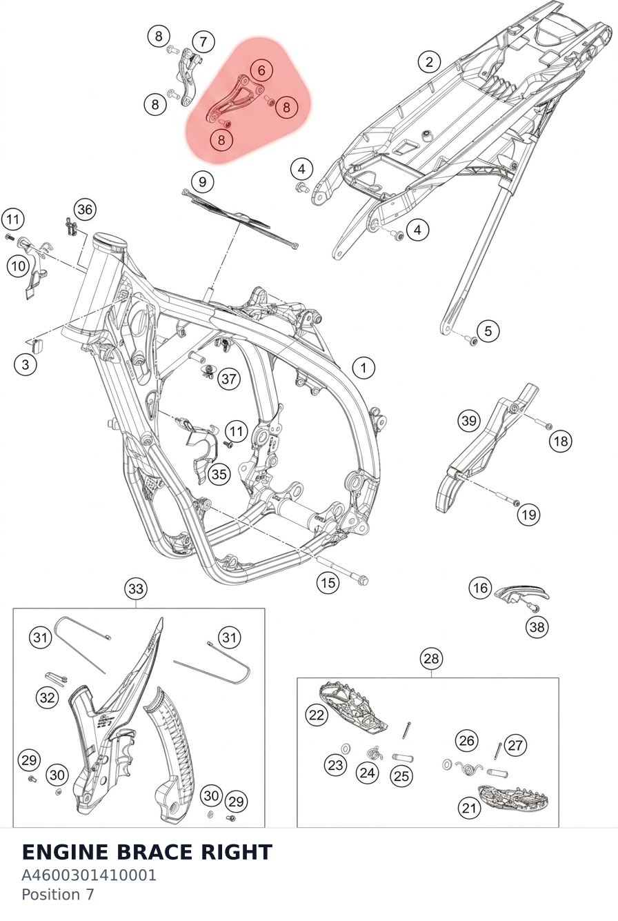 Diagram preview: ENGINE BRACE RIGHT (A4600301410001)