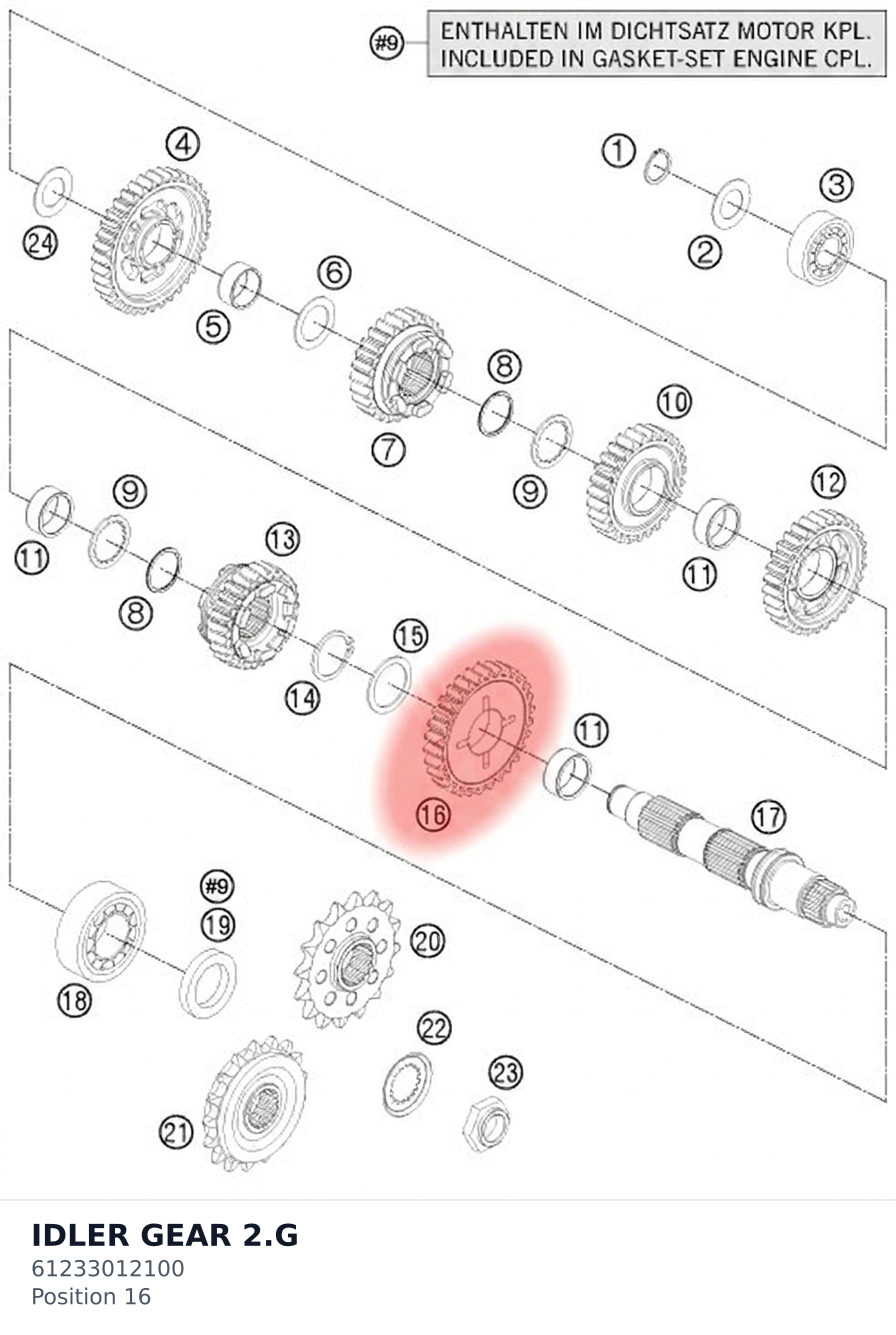 Diagram preview: IDLER GEAR 2.G (61233012100)