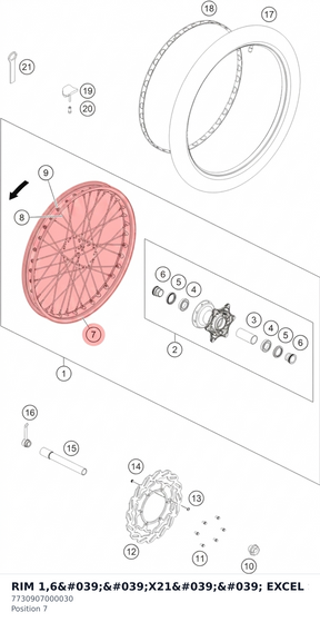 Diagram preview: RIM 1,6''X21'' EXCEL SXS 08 (7730907000030)