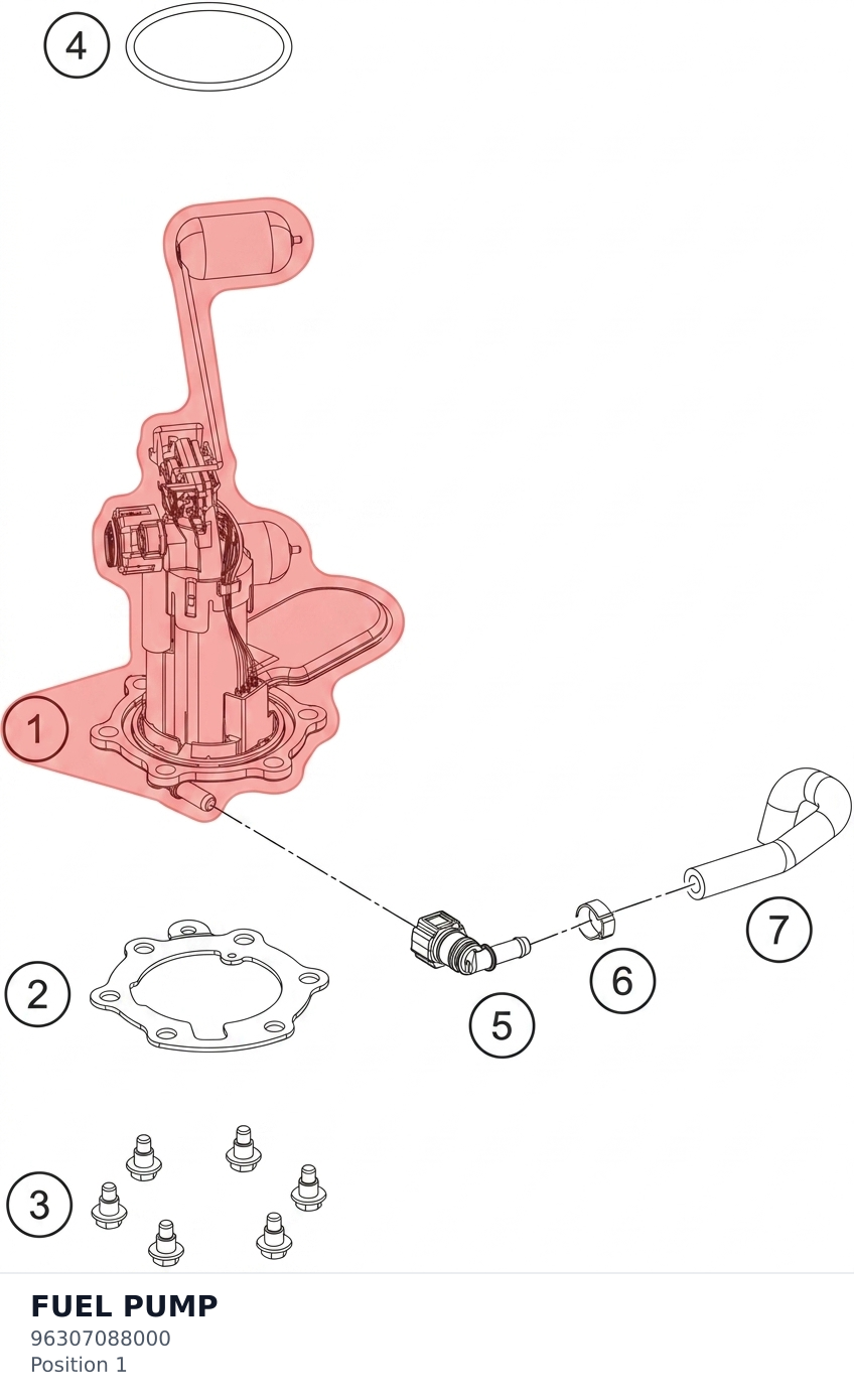 Diagram preview: FUEL PUMP (96307088000)