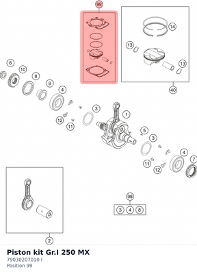 Diagram preview: Piston kit Gr.I 250 MX (79030207010 I)