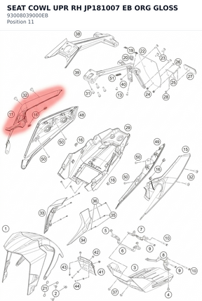 Diagram preview: SEAT COWL UPR RH JP181007 EB ORG GLOSS (93008039000EB)