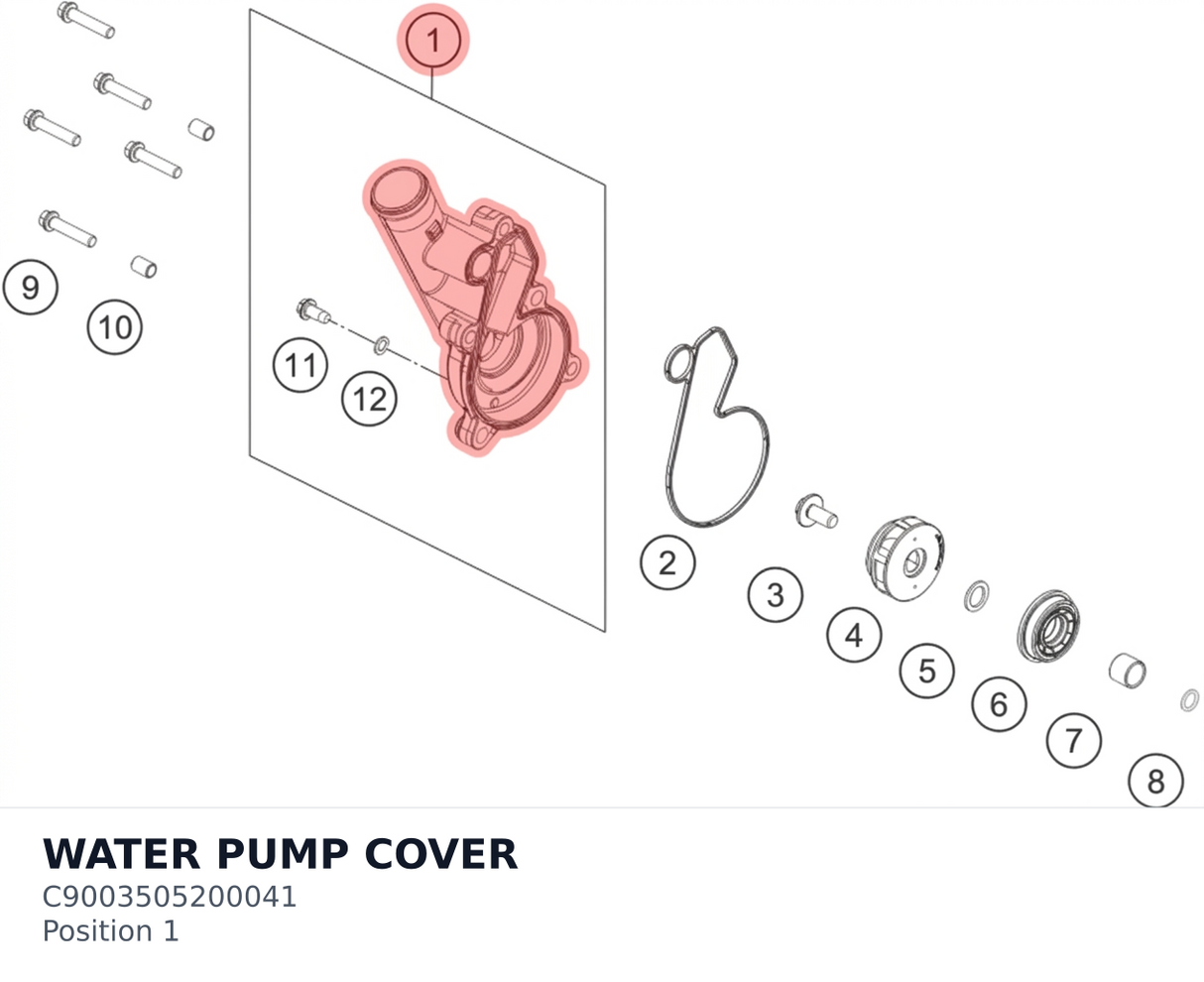Diagram preview: WATER PUMP COVER (C9003505200041)