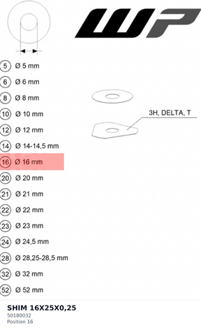Diagram preview: SHIM 16X25X0,25 (50180032)