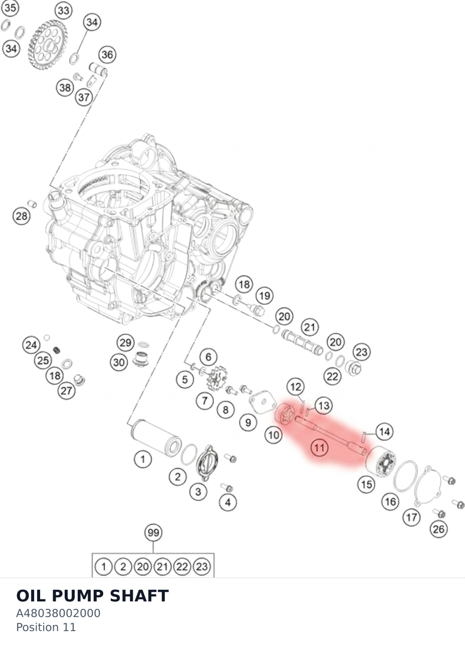 Diagram preview: OIL PUMP SHAFT (A48038002000)