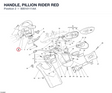 HANDLE, PILLION RIDER RED 80610111AA diagram position
