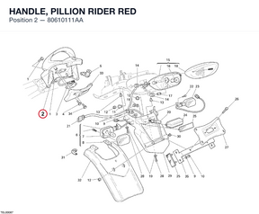 HANDLE, PILLION RIDER RED 80610111AA diagram position