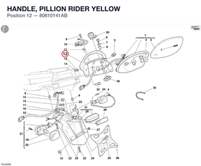 HANDLE, PILLION RIDER YELLOW 80610141AB diagram position
