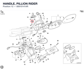 HANDLE, PILLION RIDER 80610141AR diagram position