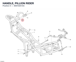 HANDLE, PILLION RIDER 80610201AA diagram position