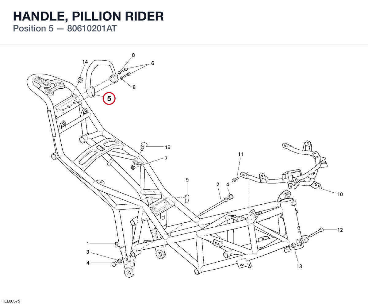 HANDLE, PILLION RIDER 80610201AT diagram position