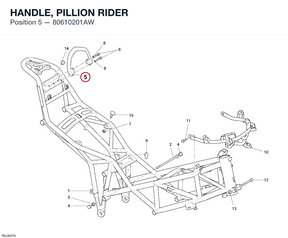 HANDLE, PILLION RIDER 80610201AW diagram position
