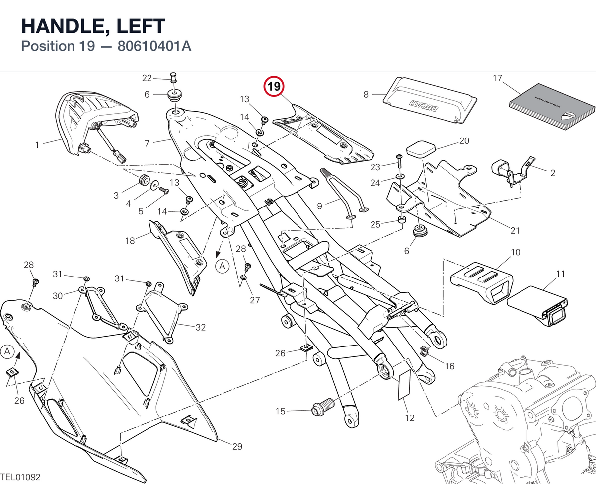 HANDLE, LEFT 80610401A diagram position