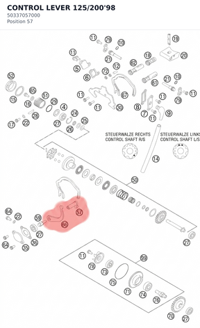 Diagram preview: CONTROL LEVER       125/200'98 (50337057000)