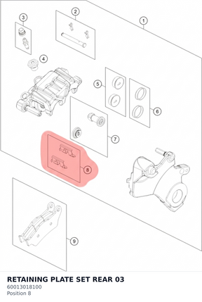 Diagram preview: RETAINING PLATE SET REAR 03 (60013018100)