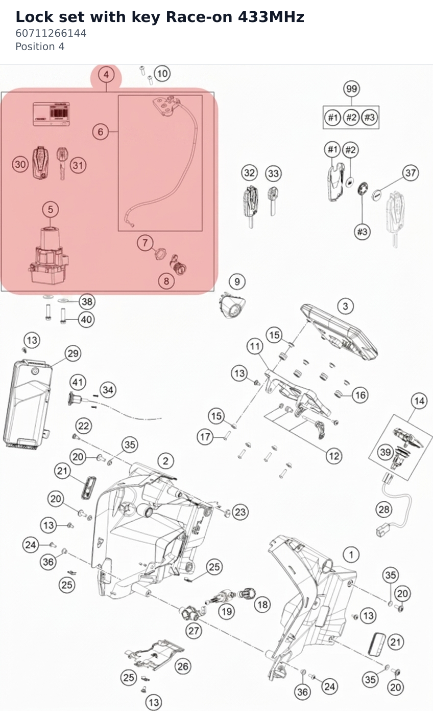 Diagram preview: Lock set with key Race-on 433MHz (60711266144)