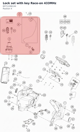 Diagram preview: Lock set with key Race-on 433MHz (60711266144)
