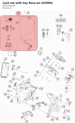 Diagram preview: Lock set with key Race-on 433MHz (60711266144)