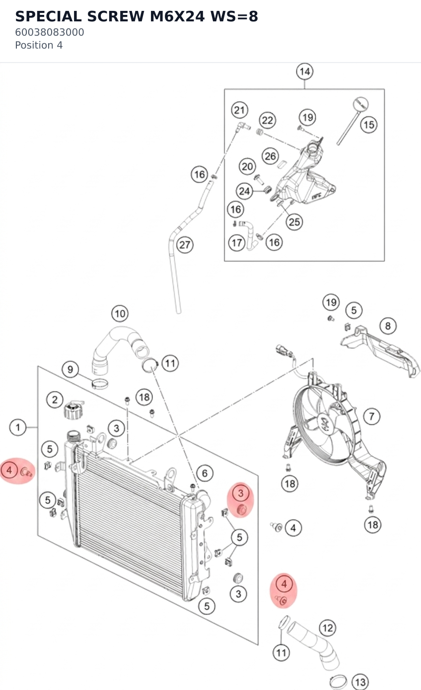 Diagram preview: SPECIAL SCREW M6X24 WS=8 (60038083000)