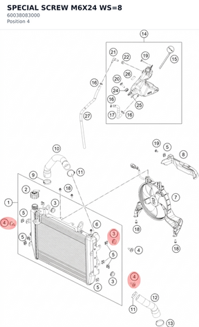 Diagram preview: SPECIAL SCREW M6X24 WS=8 (60038083000)