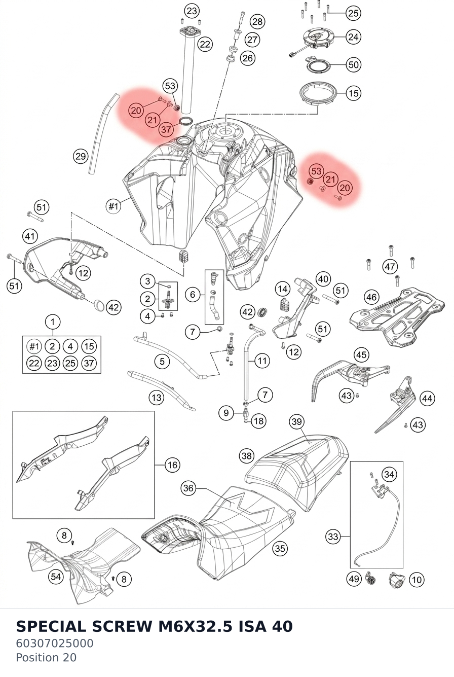 Diagram preview: SPECIAL SCREW M6X32.5 ISA 40 (60307025000)