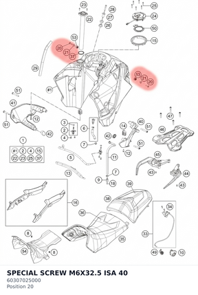 Diagram preview: SPECIAL SCREW M6X32.5 ISA 40 (60307025000)