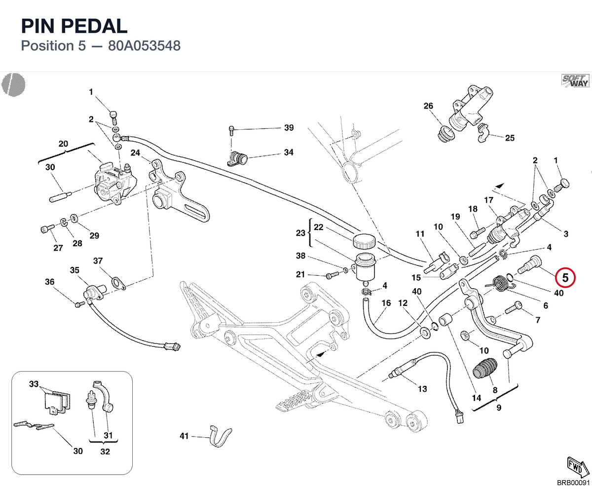 PIN PEDAL 80A053548 diagram position
