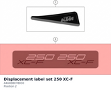 Diagram preview: Displacement label set 250 XC-F (A46008078030)