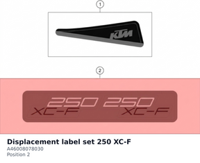 Diagram preview: Displacement label set 250 XC-F (A46008078030)
