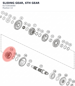 Diagram preview: SLIDING GEAR, 6TH GEAR (61733016000)