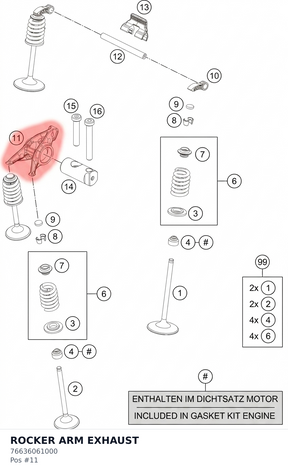 Diagram preview: ROCKER ARM EXHAUST (76636061000)