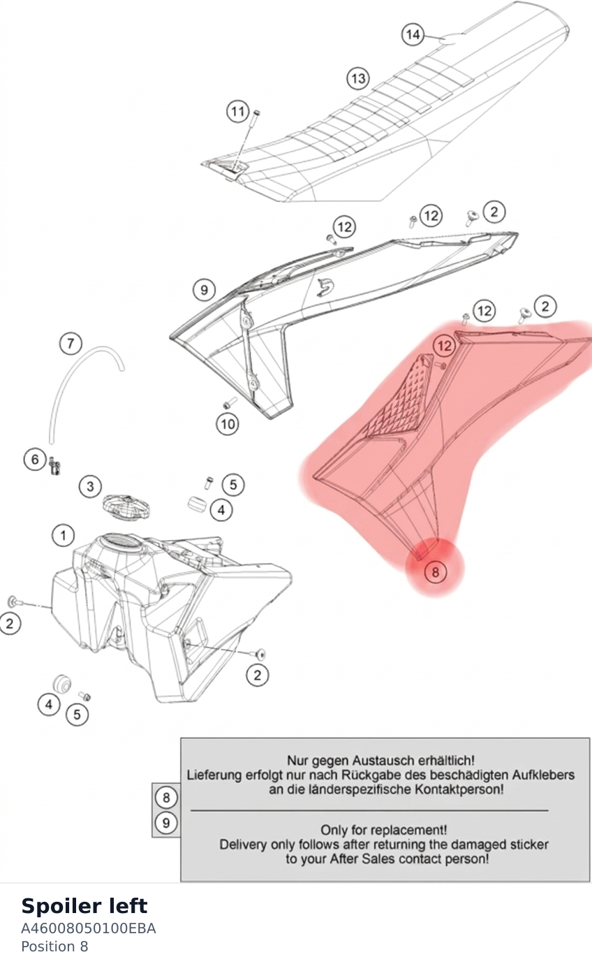 Diagram preview: Spoiler left (A46008050100EBA)