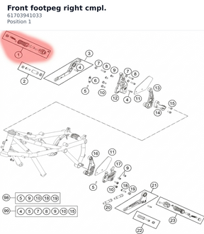 Diagram preview: Front footpeg right cmpl. (61703941033)