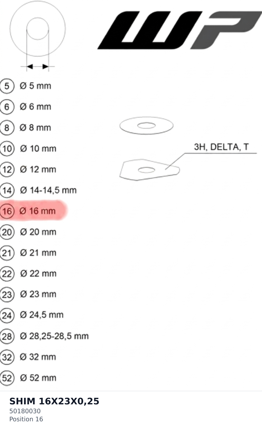 Diagram preview: SHIM 16X23X0,25 (50180030)