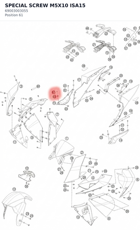 Diagram preview: SPECIAL SCREW  M5X10 ISA15 (69003003055)