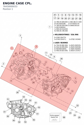 Diagram preview: ENGINE CASE CPL. (76430000033)