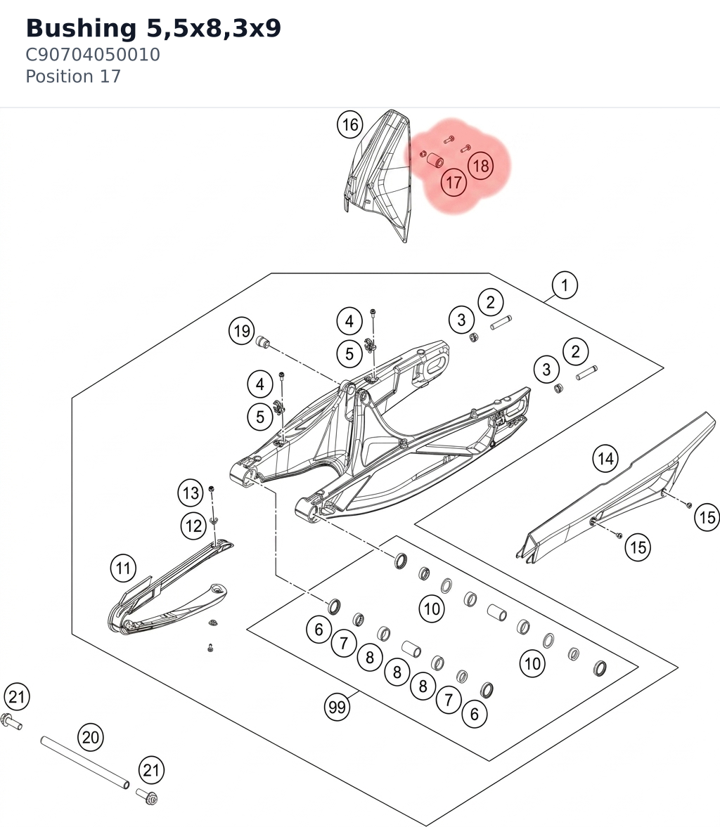 Diagram preview: Bushing 5,5x8,3x9 (C90704050010)