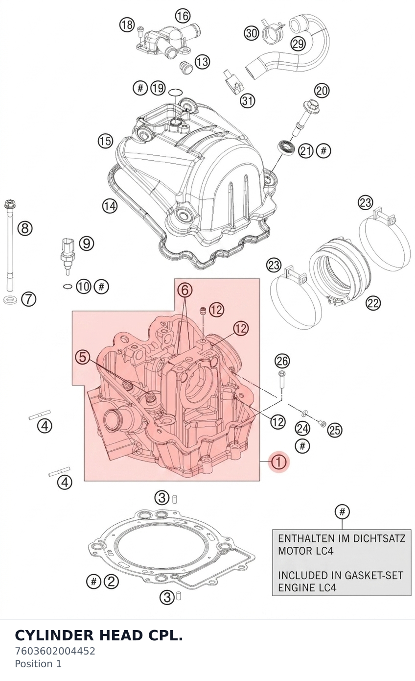 Diagram preview: CYLINDER HEAD CPL. (7603602004452)
