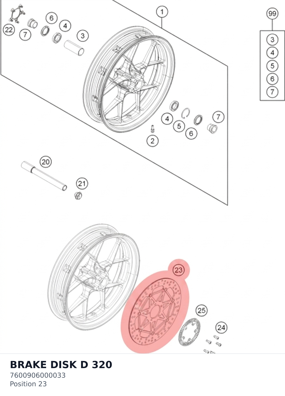 Diagram preview: BRAKE DISK D 320 (7600906000033)