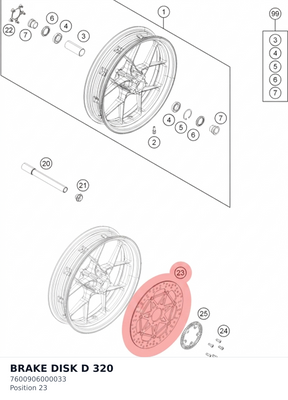 Diagram preview: BRAKE DISK D 320 (7600906000033)