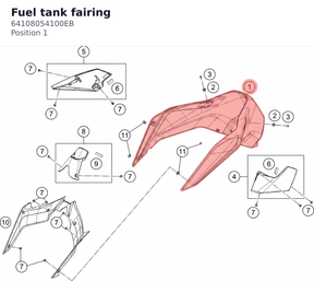 Diagram preview: Fuel tank fairing (64108054100EB)