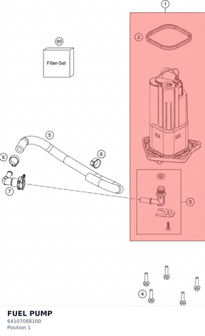 Diagram preview: FUEL PUMP (64107088100)