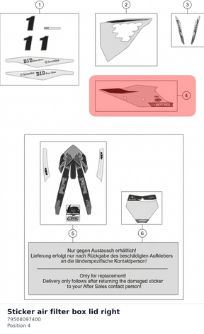 Diagram preview: Sticker air filter box lid right (79508097400)