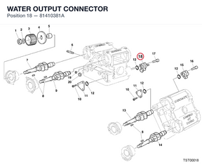 WATER OUTPUT CONNECTOR 81410381A diagram position