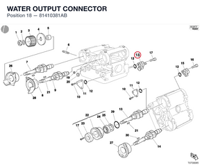WATER OUTPUT CONNECTOR 81410381AB diagram position