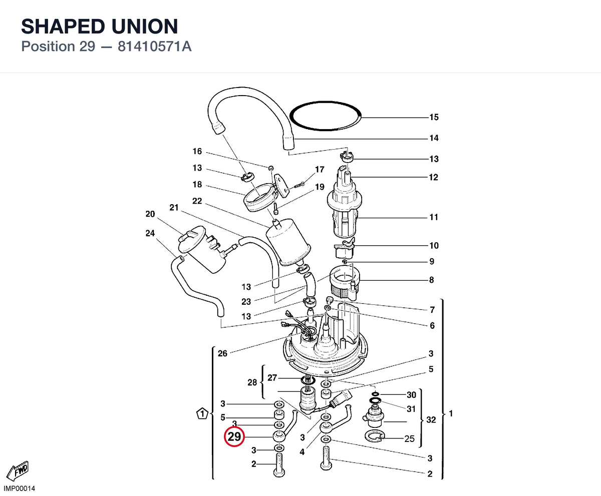 SHAPED UNION 81410571A diagram position