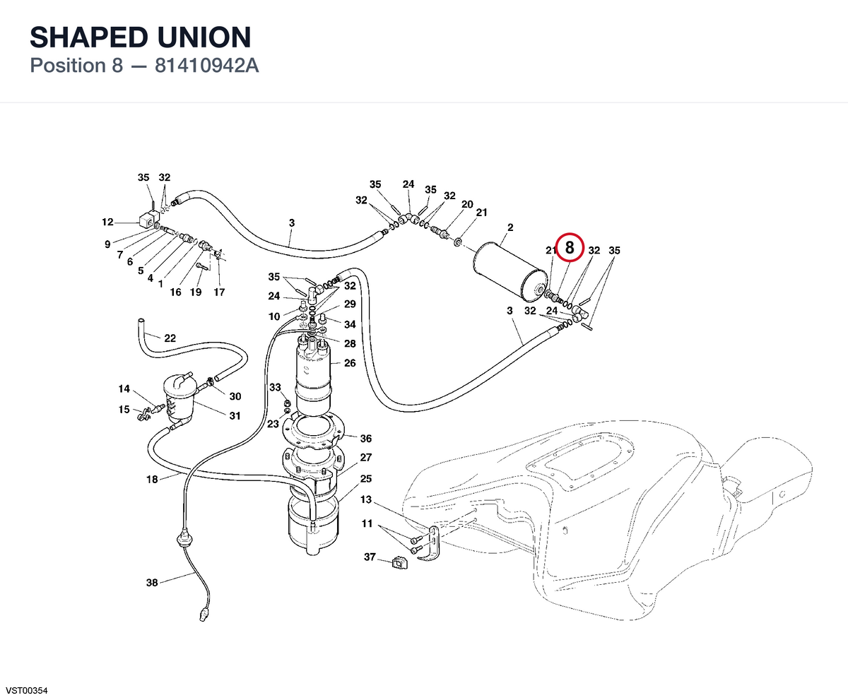 SHAPED UNION 81410942A diagram position