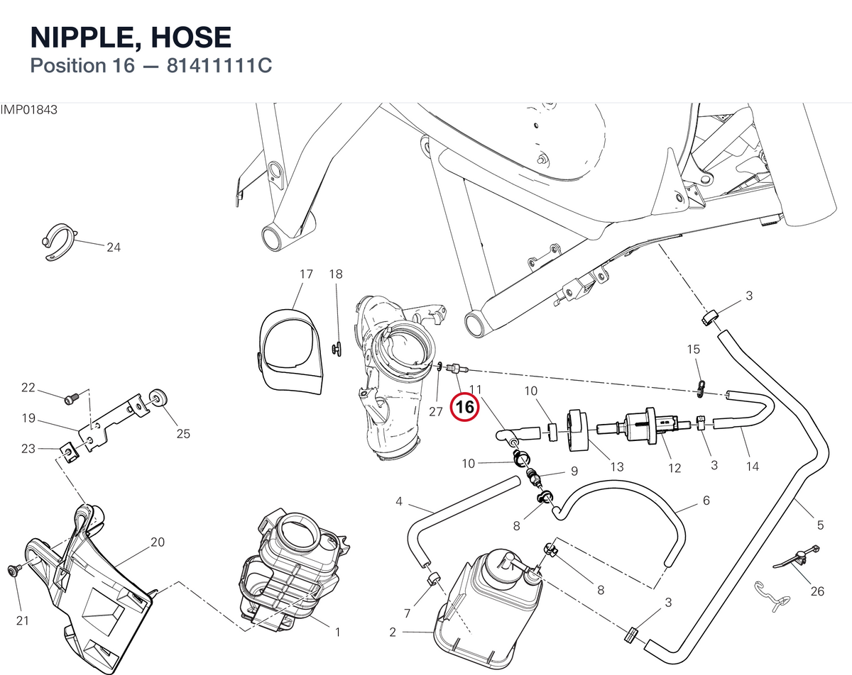 NIPPLE, HOSE 81411111C diagram position